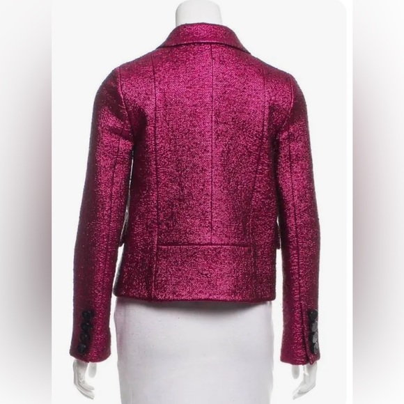 MARC JACOBS Metallic Pink Boucle Silk Wool Jacket - Picture 2 of 10